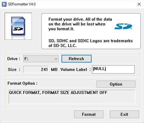 online format memory card